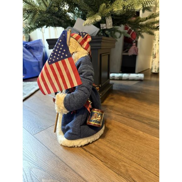 Vtg Lynn Haney Americana Patriotic Santa Claus Christmas Tree Topper 12" USA - Picture 9 of 13